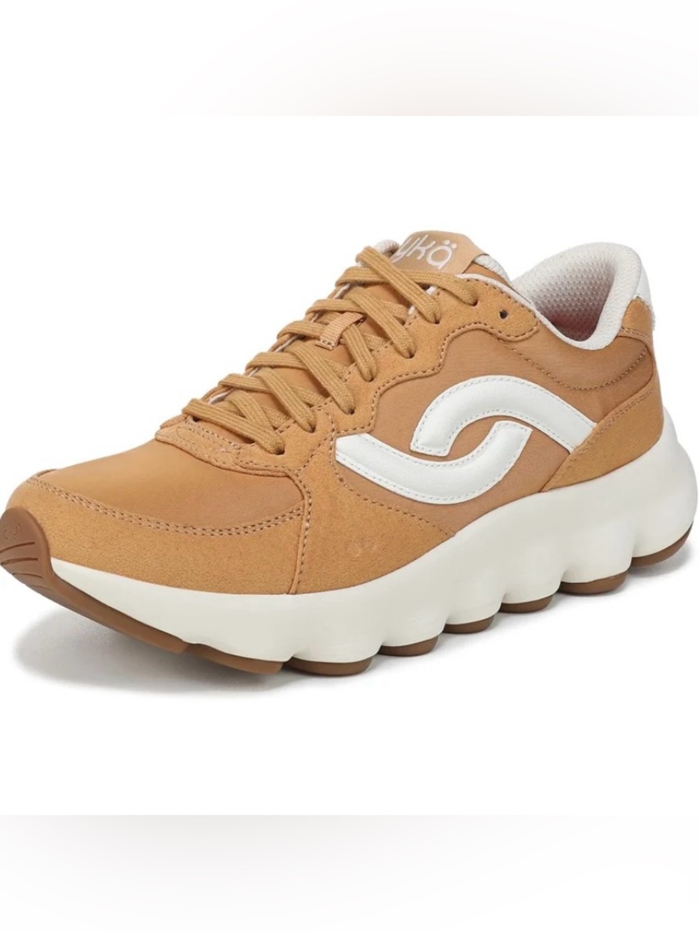 Ryka Women's Podflow Retro Walking Sneakers in the Yellow Oak color.